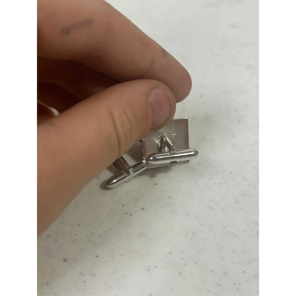 Swank Vintage Silver Tone Square Cufflinks Minimalist Embossed Formal‎ Mens